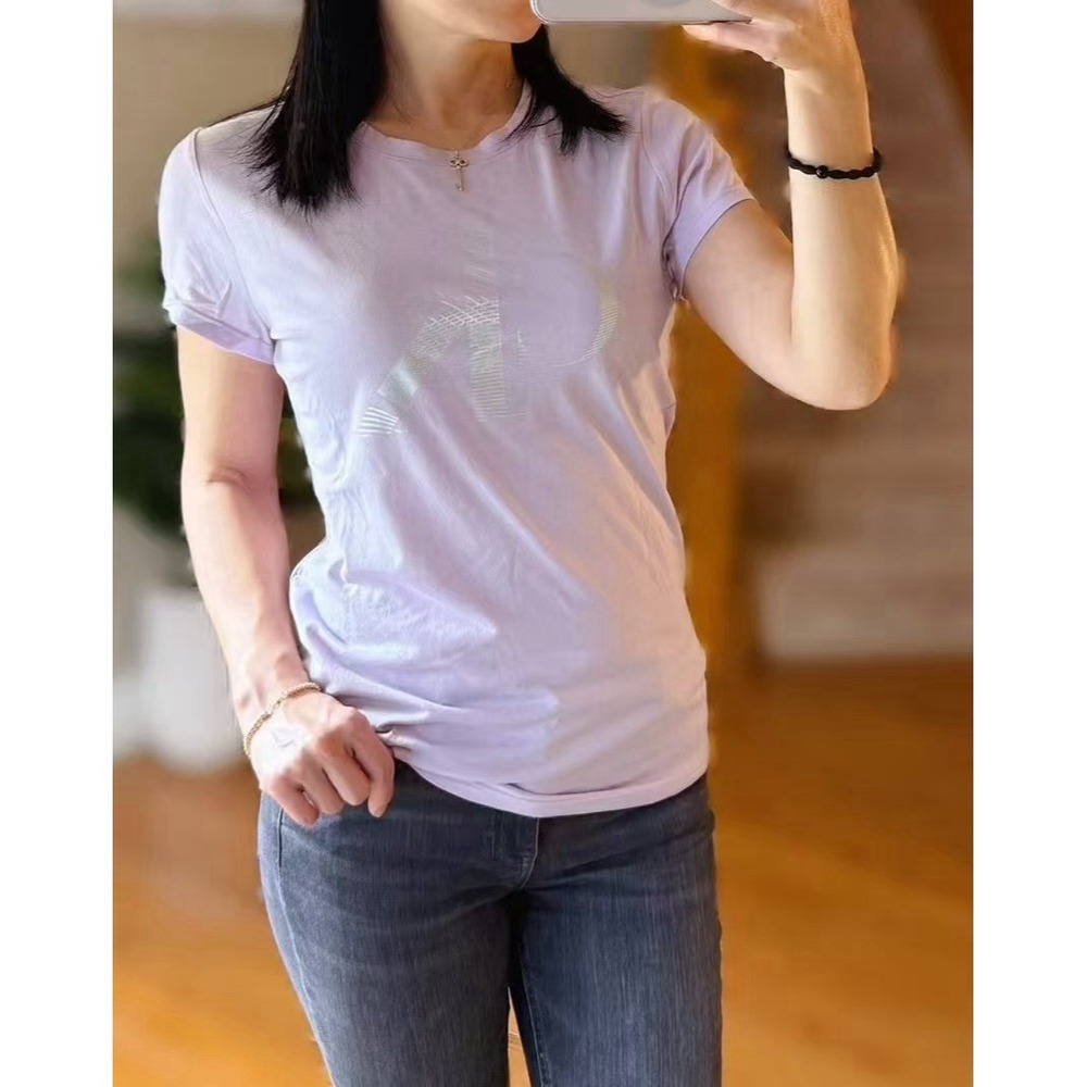 Calvin Klein Logo Graphic Short-Sleeve Tee Tulip Silver M Crewneck Cotton Modal